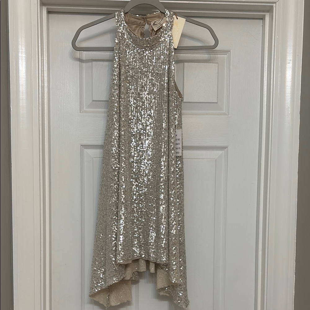 Joyfolie Silver Sequin Kids Formal Dress
